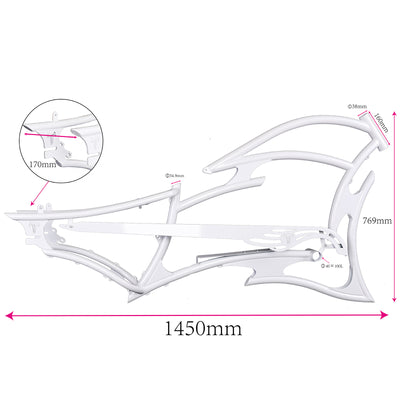 FM-RAPTOR 26" Stretch Chopper for 7-speed 26’"x3.0, 4.0 Ebike Frame - Chico USA, Inc.