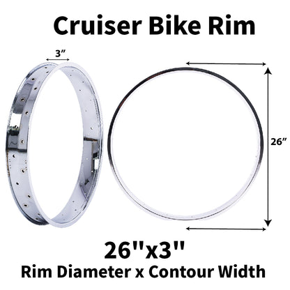 Chico RM-TR95G2636-CP 26"*3" 26"x4"x13Gx36H Mirror Chrome Fat Rims