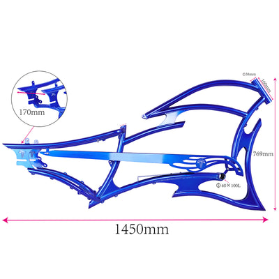 FM-RAPTOR 26" Stretch Chopper for 7-speed 26’"x3.0, 4.0 Ebike Frame - Chico USA, Inc.