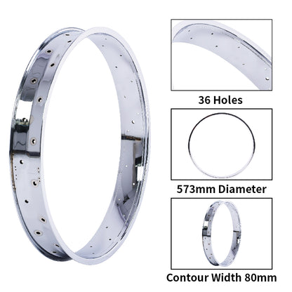 Chico RM-TR95G2636-CP 26"*3" 26"x4"x13Gx36H Mirror Chrome Fat Rims