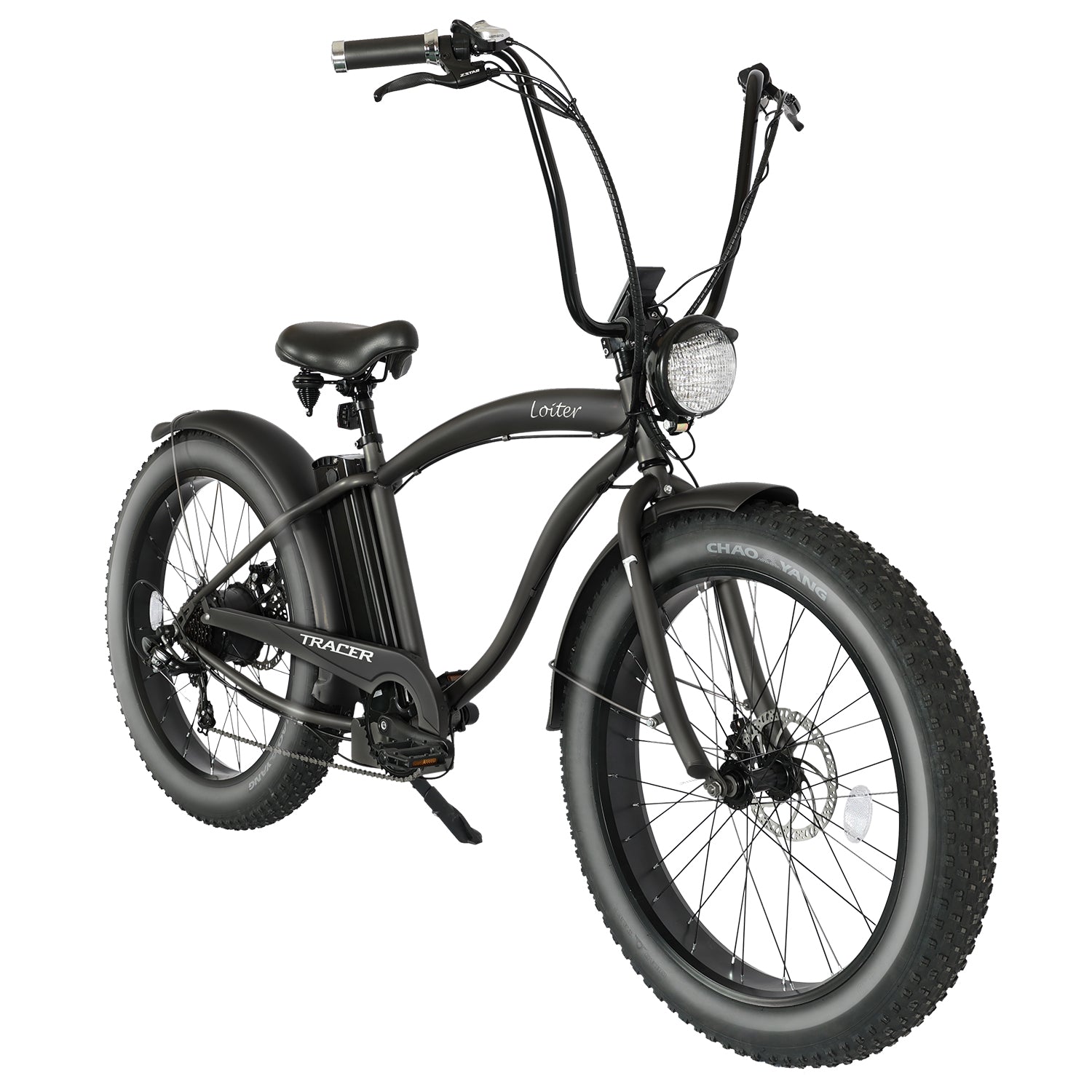 Tracer Loiter 26" Electric Cruiser Bike, 48V 800W, 7-Speed, Multiple Colors