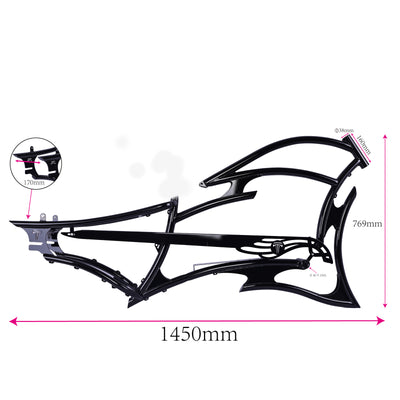 FM-RAPTOR 26" Stretch Chopper for 7-speed 26’"x3.0, 4.0 Ebike Frame - Chico USA, Inc.