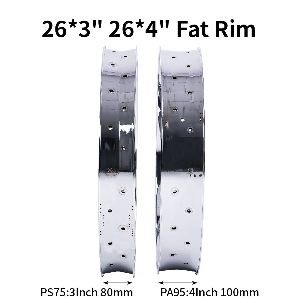 Chico RM-TR95G2636-CP 26"*3" 26"x4"x13Gx36H Mirror Chrome Fat Rims