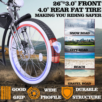 Tracer Twenty5 DS 500W Chopper Cruiser E-Bike - Chico USA, Inc.