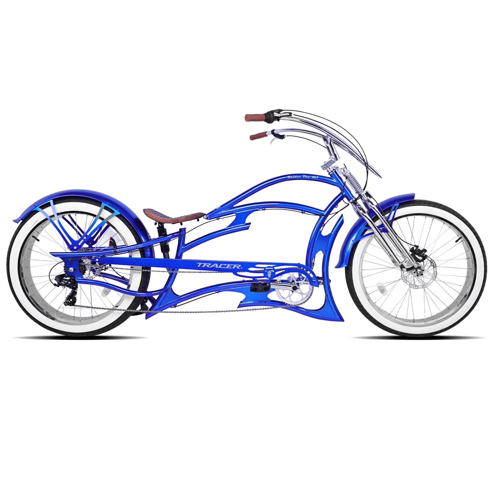 Tracer Raider Pro DS 26" 7-Speed Chopper Style Stretch Cruiser Bike - Chico USA, Inc.