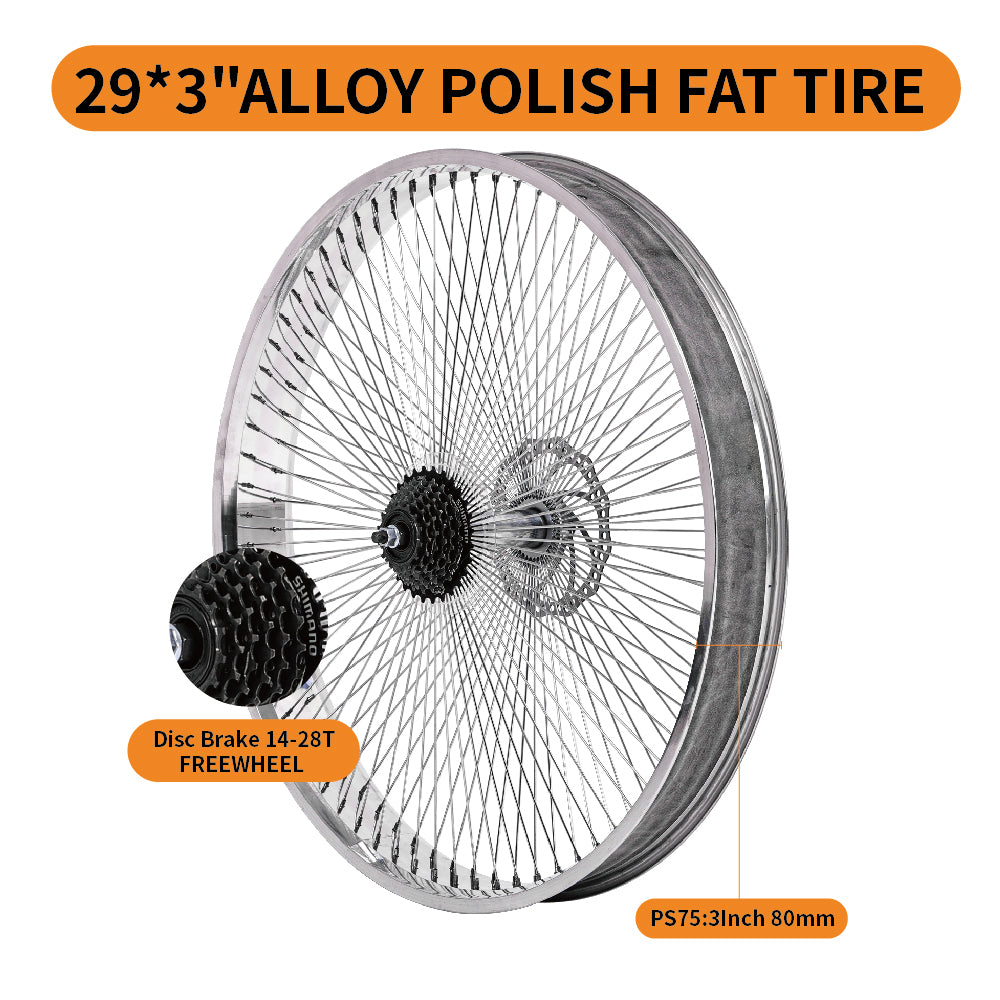 Chico WH-TR7529140D-F/R-PL Fat Rims Wheel Set for 29"*3" with 7-speed Disc Brake