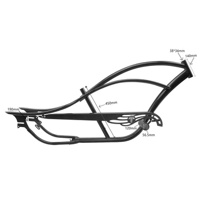 Tracer Bikes | FM-BRONCO Bronco Chopper Stretch Cruiser Bike Frame, 26" Coaster Brake/7 Speed |  Chico USA, Inc. 