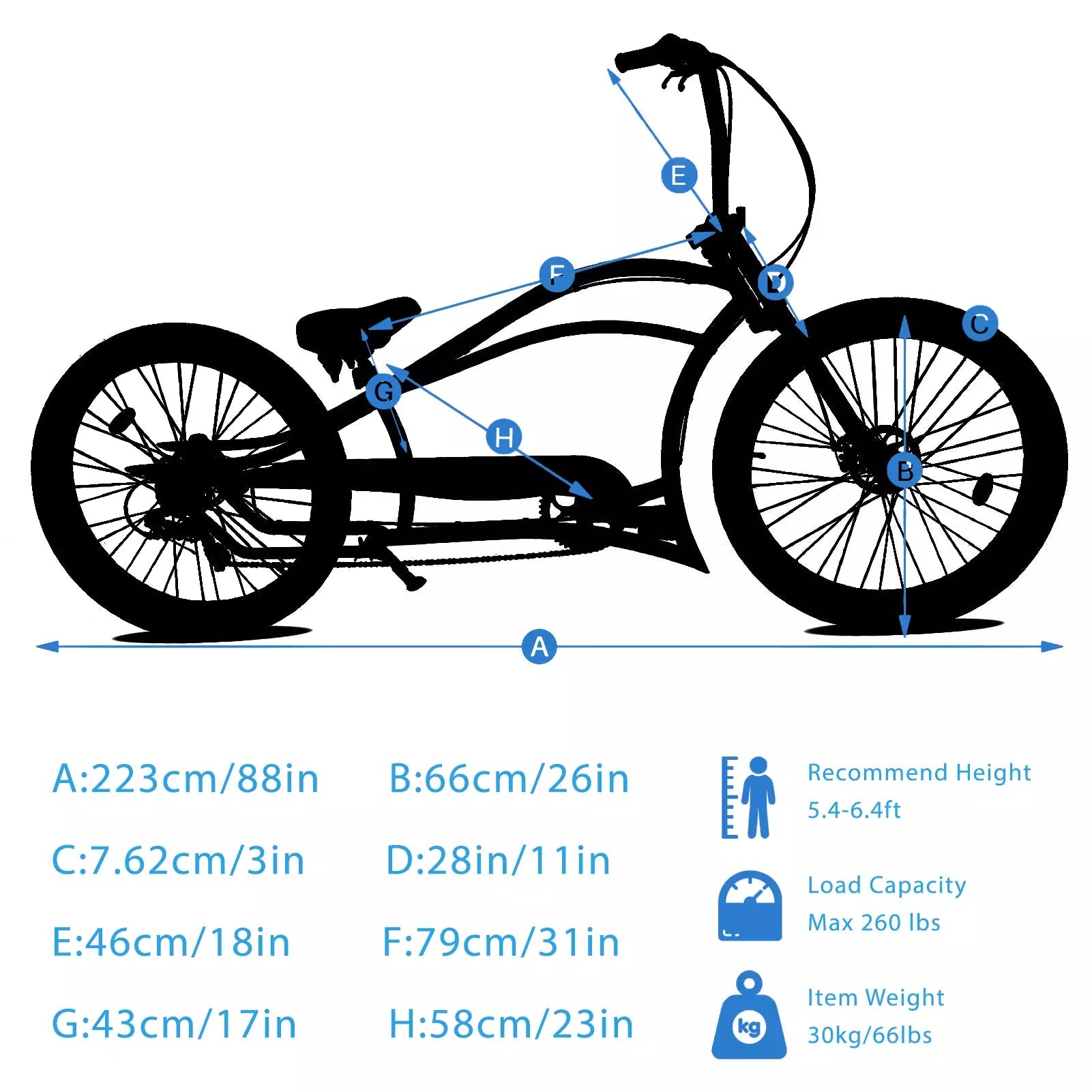 Tracer Bikes | Micargi Boston GT7 Stretch Cruiser Bicycle, 7-Speed, 26" Chopper Frame |  Chico USA, Inc. 