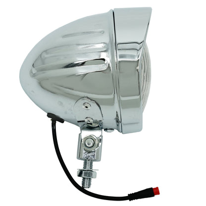 Tracer Bikes | Micargi Classical Chrome Vintage LED Bike Headlight, 12V-48V |  Chico USA, Inc. 