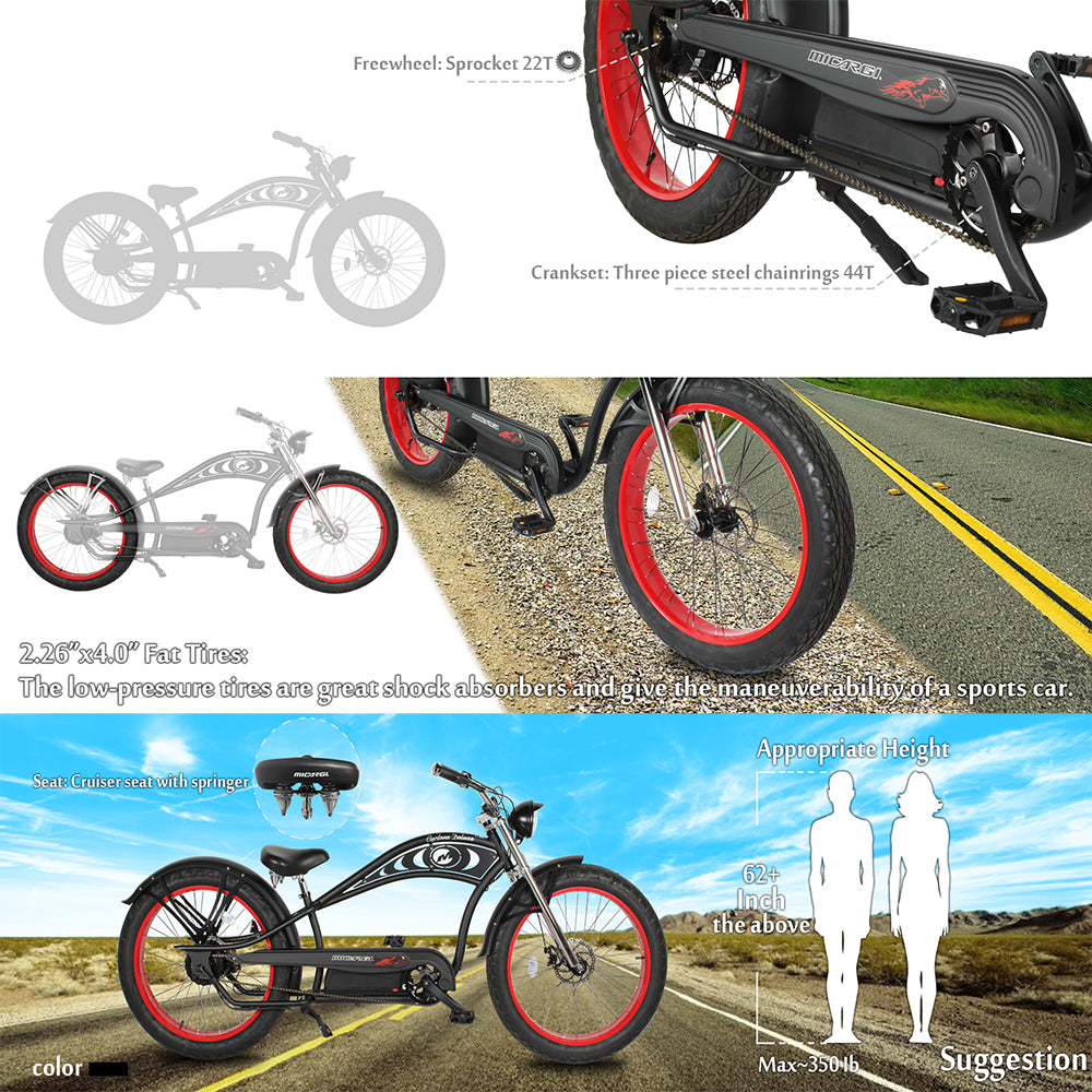 Tracer Bikes | Micargi Cyclone 26" 48V 500W Electric Fat Tire Beach Cruiser Bike |  Chico USA, Inc. 