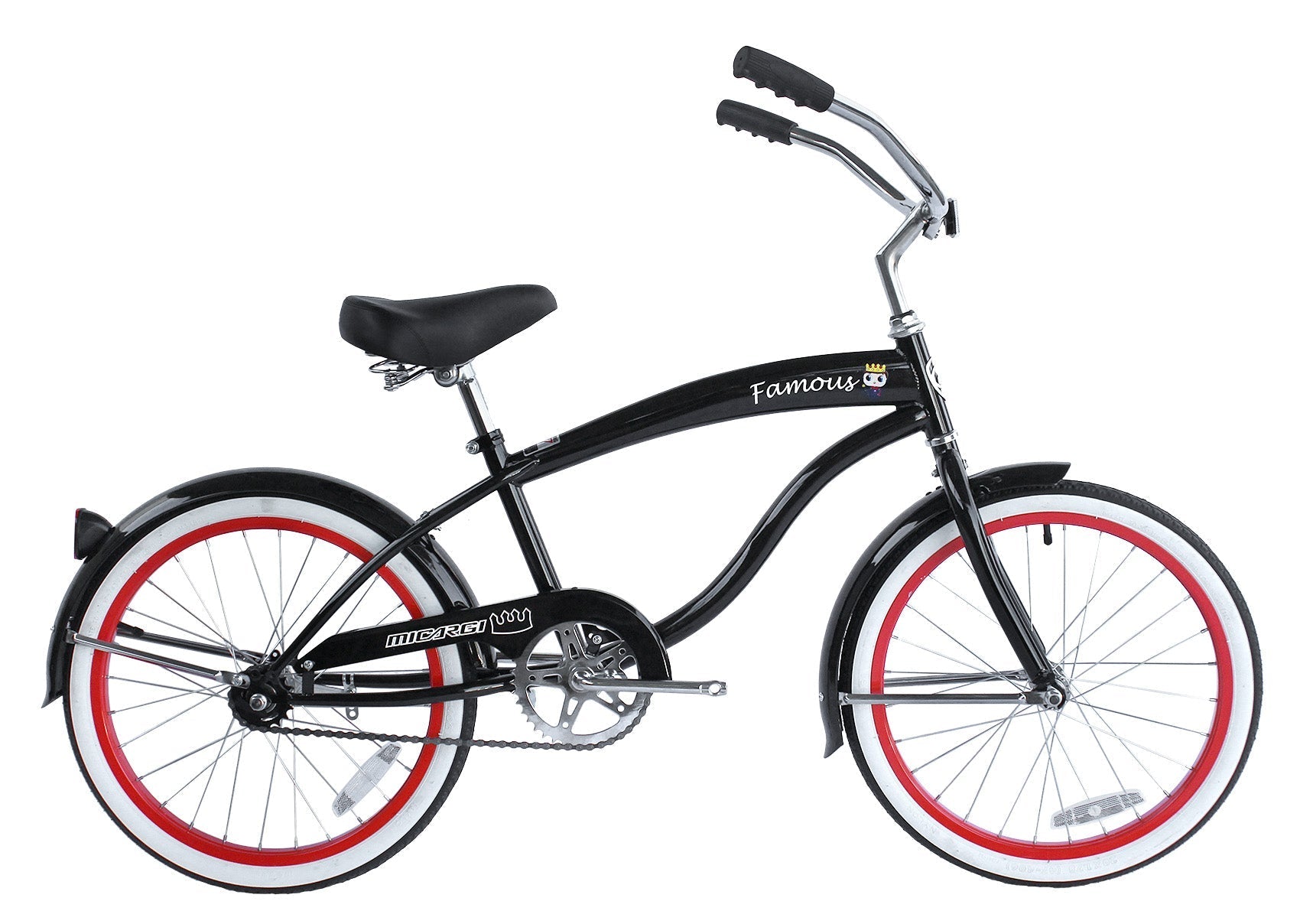 Tracer Bikes | Micargi Famous 20" Beach Cruiser Bike for Kids, Single Speed, Hi-Ten Steel Frame |  Chico USA, Inc. 