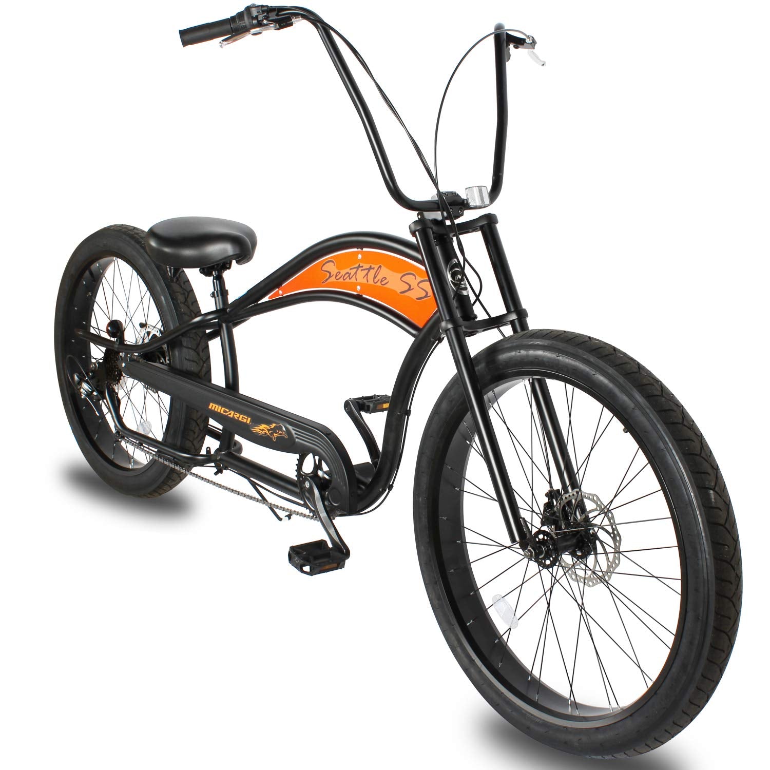 Tracer Bikes | Micargi Seattle 26" Beach Chopper Cruiser Bike with Shimano 7-Speed and Disc Brakes |  Chico USA, Inc. 