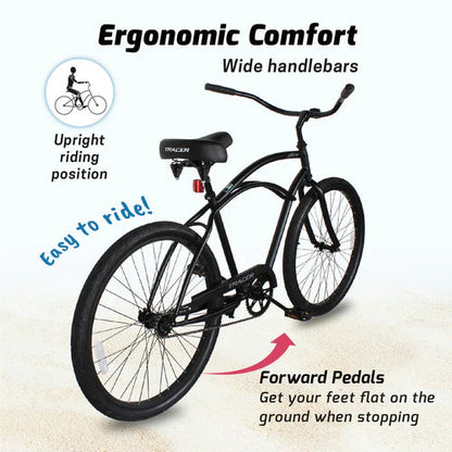 Tracer Bikes | Tracer ACE 26" Beach Cruiser Bike for Men, Single Speed, Hi-ten Steel Frame, Black, 26" Tires |  Chico USA, Inc. 