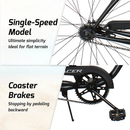 Tracer Bikes | Tracer ACE 26" Beach Cruiser Bike for Men, Single Speed, Hi-ten Steel Frame, Black, 26" Tires |  Chico USA, Inc. 