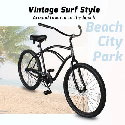 Tracer Bikes | Tracer ACE 26" Beach Cruiser Bike for Men, Single Speed, Hi-ten Steel Frame, Black, 26" Tires |  Chico USA, Inc. 
