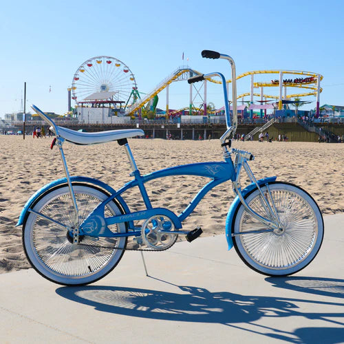 mens lowrider bicycle Micargi Hero 20 inch Beach Cruiser Coaster Brake Single Speed with Banana Seat Stainless Steel Spokes One Piece Crank Alloy Rims 36H Color: Green This classic stretch cruiser features a sleek design with a spring fork for smooth rides Vintage Lowrider Classic 26" Men's