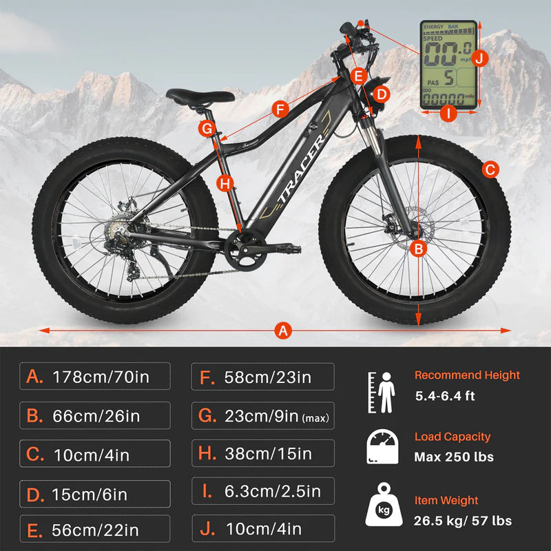 Tracer Bikes | Tracer Tacoma 26" 800W Electric Fat Tire Bike with Dual Suspensions, Shimano 7-Speed, and Disc Brakes |  Chico USA, Inc. 