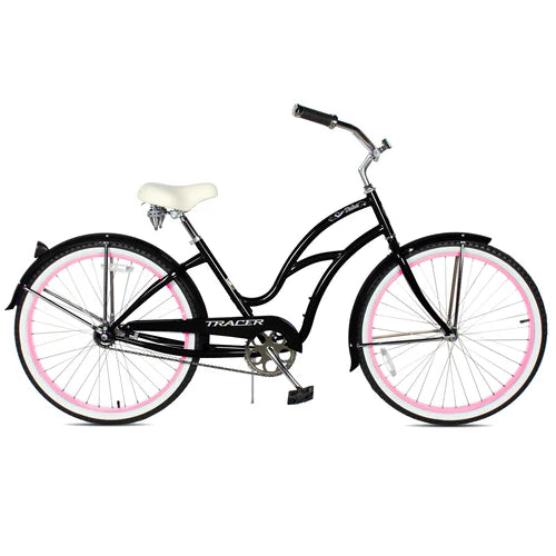 Tracer Bikes | Tracer TAHA 26" Female Beach Cruiser Coaster Brake Bike with Alloy Rims and Fenders 1 Speed |  Chico USA, Inc. 