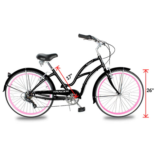 Tracer Bikes | Tracer TAHA 26" Women's Beach Cruiser Bike with Shimano 7-Speed and Alloy Rims |  Chico USA, Inc. 