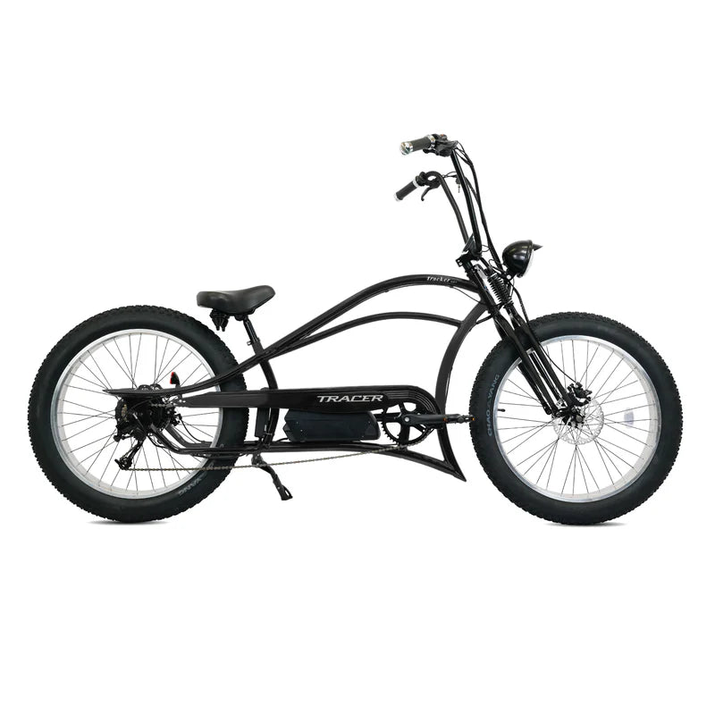 Tracer Bikes | Tracer Tracker DS7 26" 7 Speed Stretch E-Bike with Classic Dual Springer Fork, Disc Brakes, and Shimano Components |  Chico USA, Inc. 