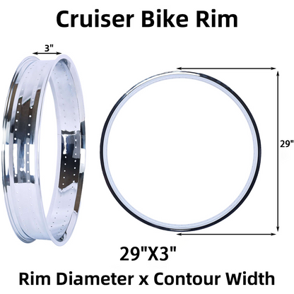 Chico RM-TH7529140-CP Bicycle Mirror Electroplating Rim 29" x 3"×14G x 140H 80mm For Cruiser Bike