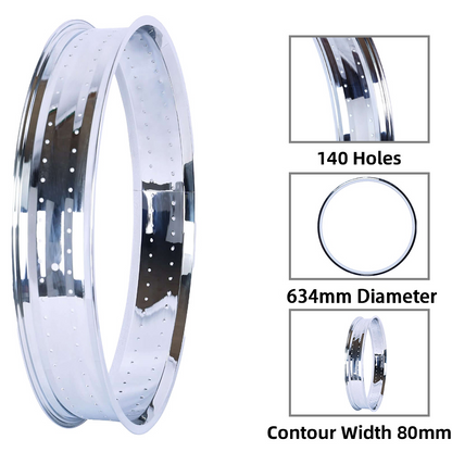 Chico RM-TH7529140-CP Bicycle Mirror Electroplating Rim 29" x 3"×14G x 140H 80mm For Cruiser Bike