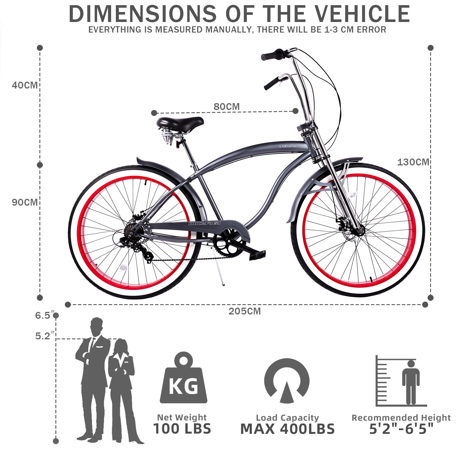 Micargi Largo GT7 29"  7-Speed Beach Cruiser Bike - Chico USA, Inc.