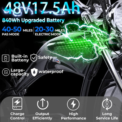 Tracer Twenty5 800W Chopper Styel Ebike - Chico USA, Inc.