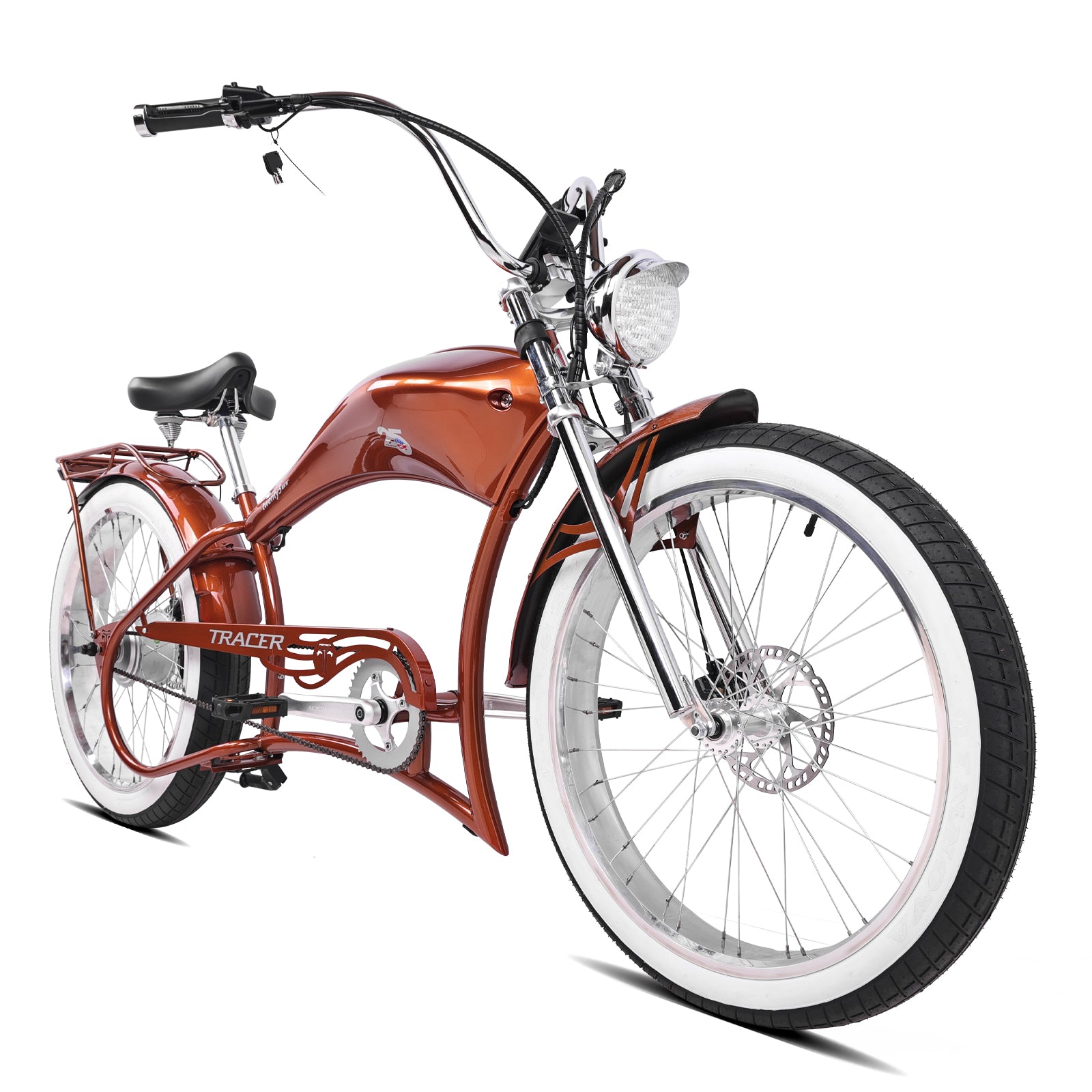 Tracer Twenty5 800W Electric Chopper Bike | Motorcycle Tank Style