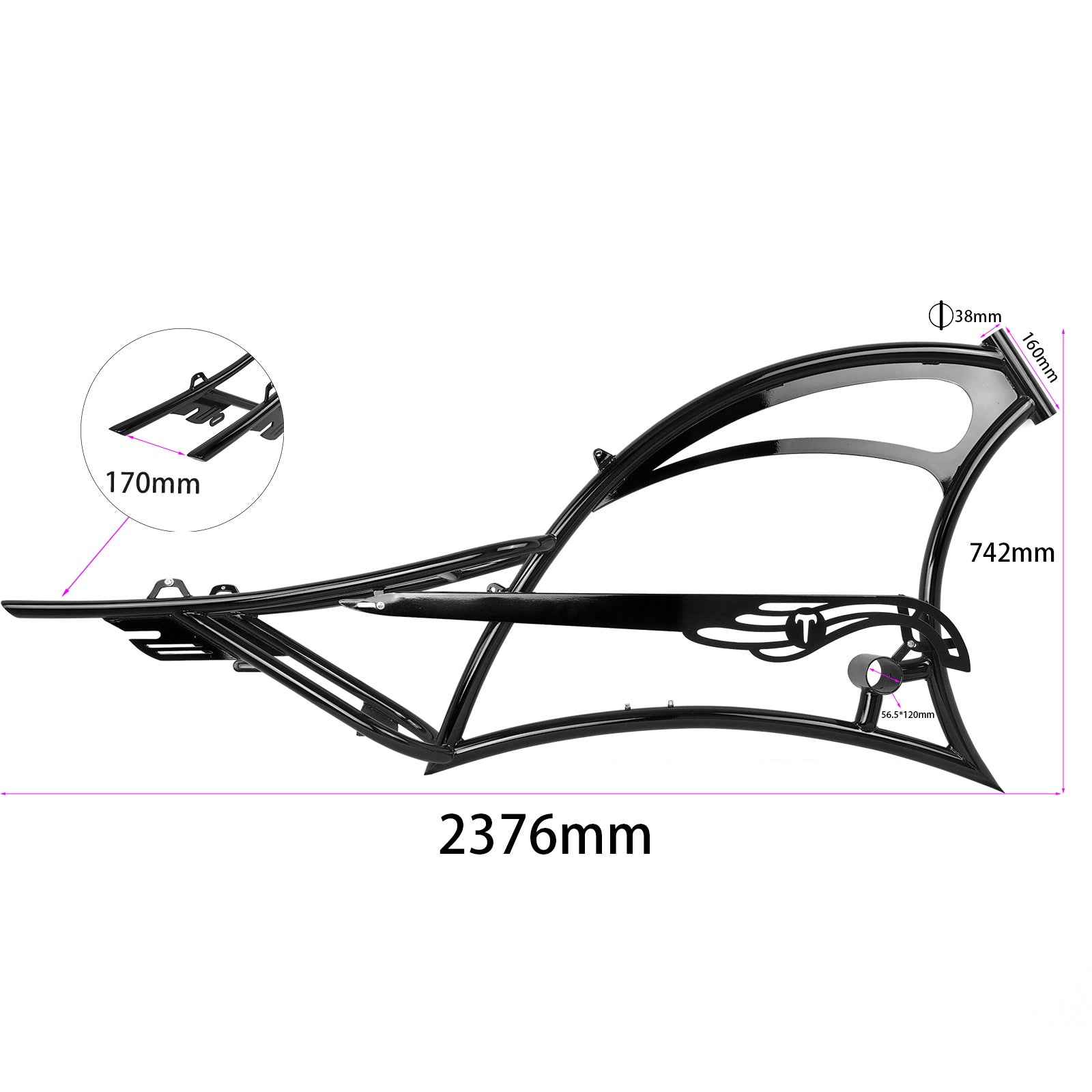 Chico FM-Scorpion pro dts 26" Stretch Chopper Cruiser Over Size Steel Frame