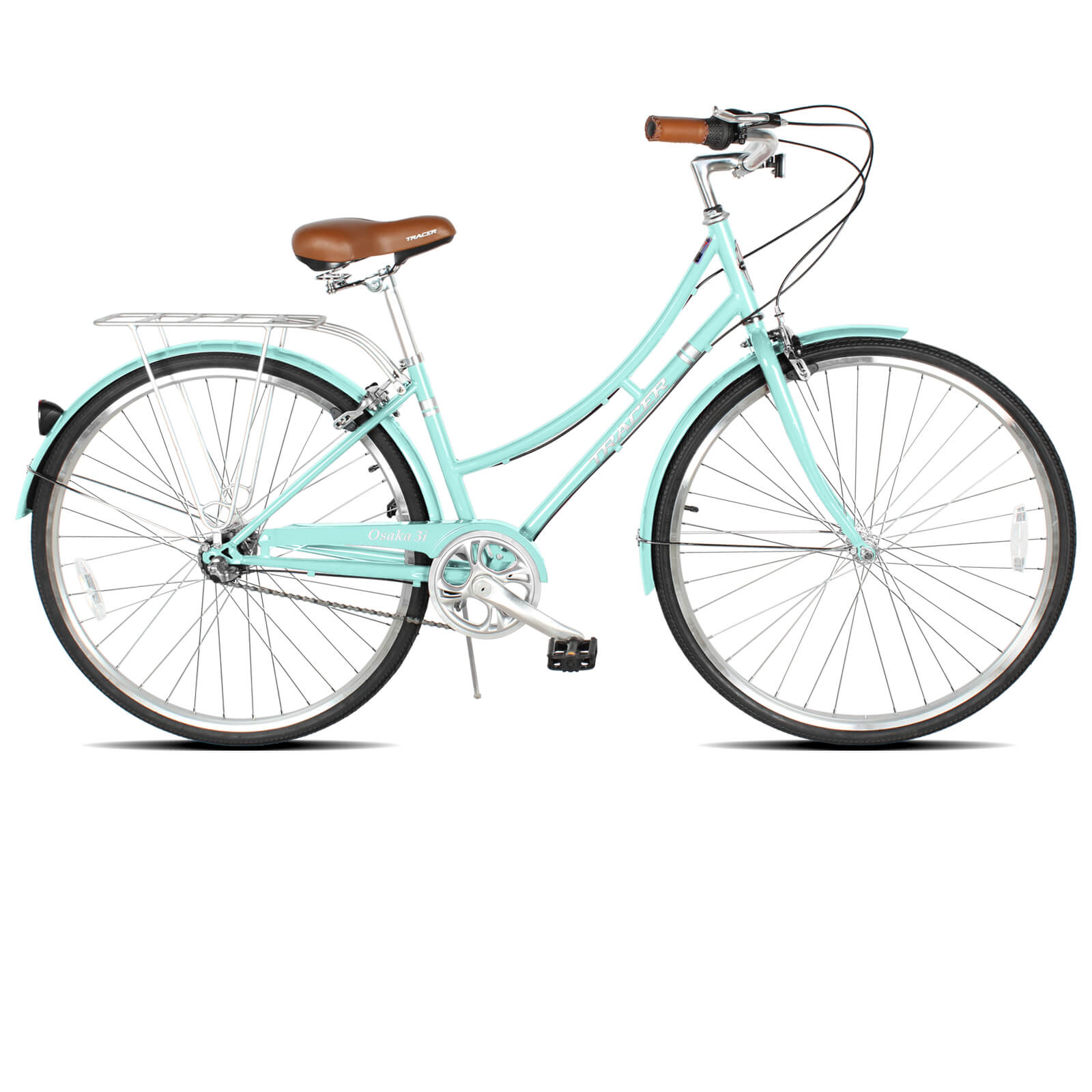 Tracer Osaka 700C Internal 3-Speed Hybrid City Bike for Women with Back Rack - Chico USA, Inc.