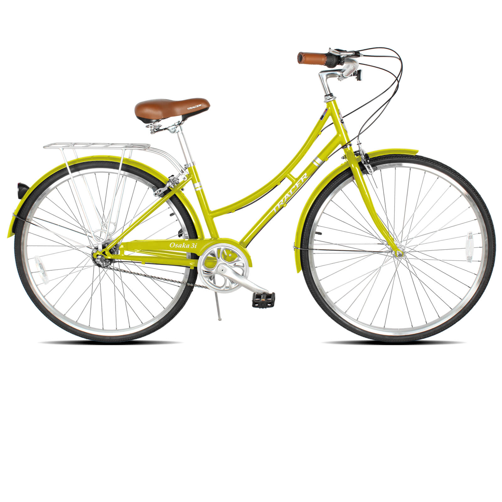 Tracer Osaka 700C Internal 3-Speed Hybrid City Bike for Women with Back Rack - Chico USA, Inc.