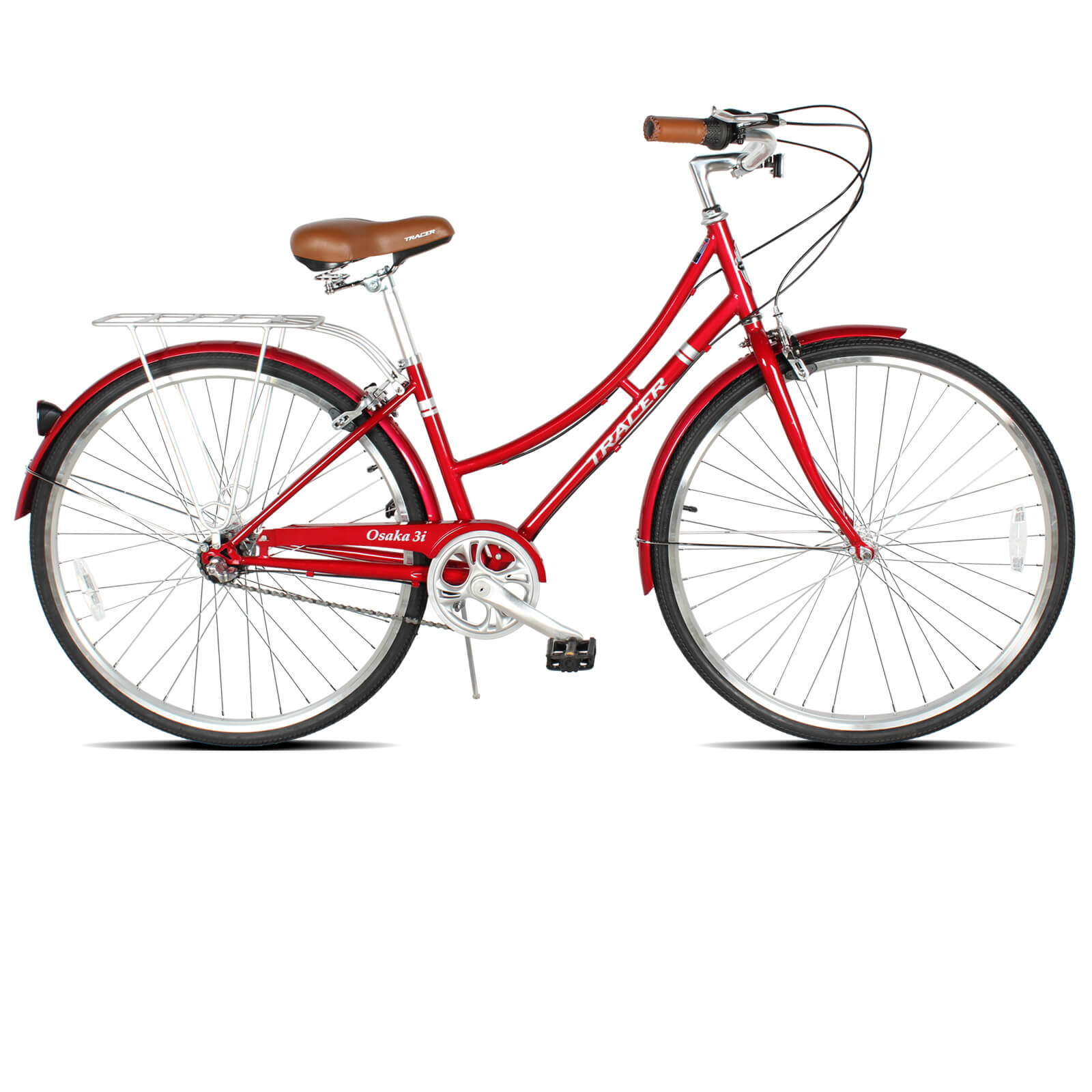 Tracer Osaka 700C Internal 3-Speed Hybrid City Bike for Women with Back Rack - Chico USA, Inc.