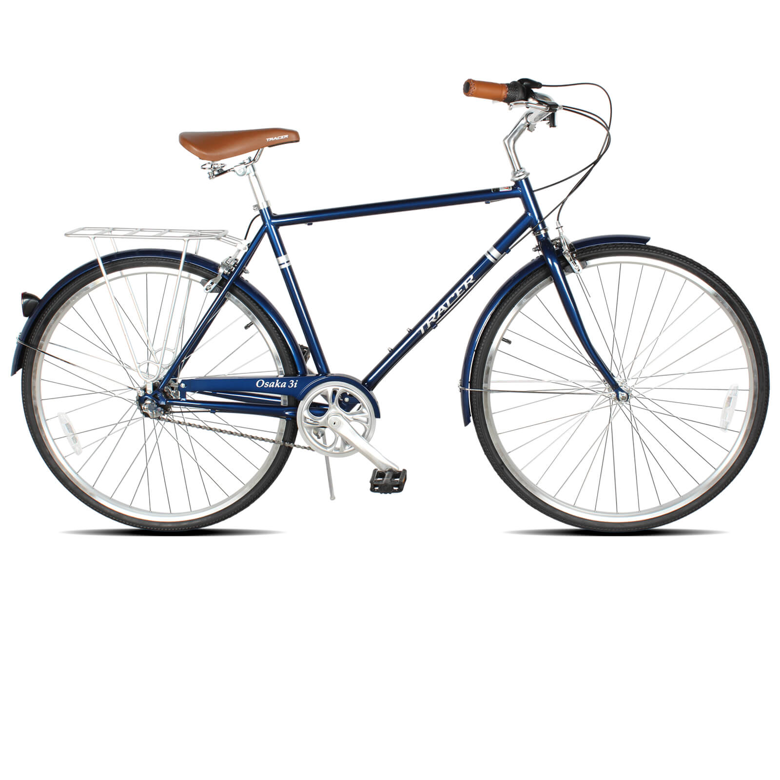 Tracer Osaka 700C Internal 3-Speed Hybrid City Bike for Men with Back Rack - Chico USA, Inc.