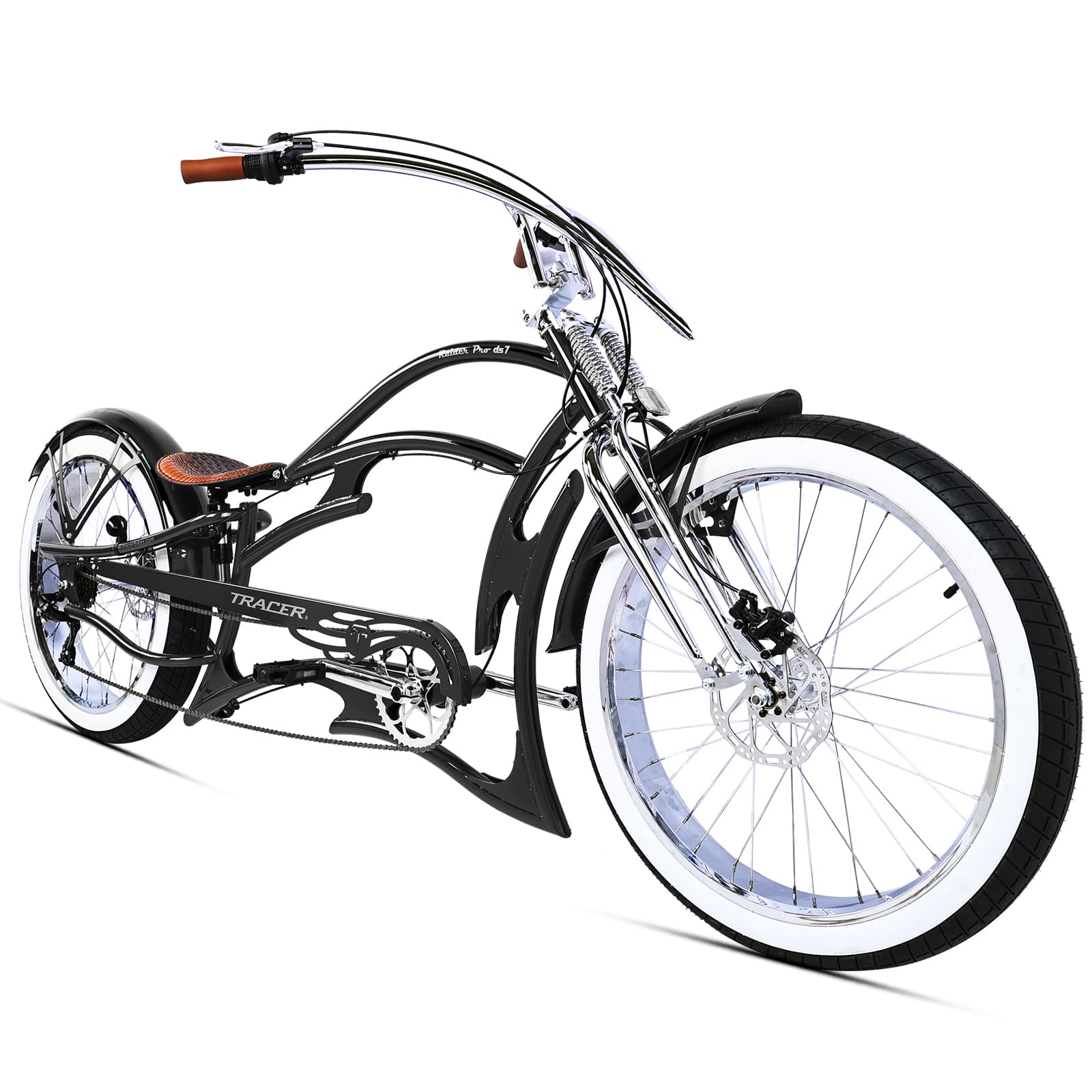 Tracer Raider Pro DS 26" 7-Speed Chopper Style Stretch Cruiser Bike - Chico USA, Inc.