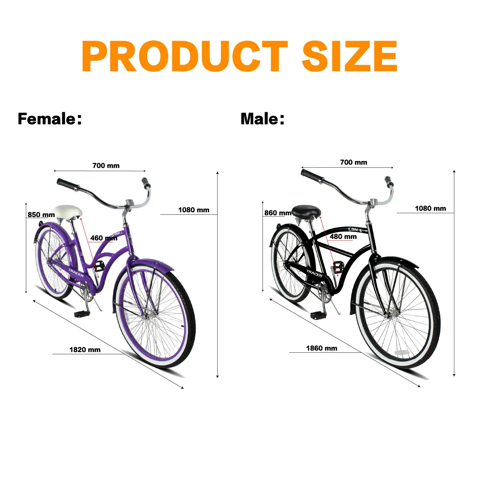 Tracer TAHA 26" Men's Beach Cruiser with Shimano 7-Speed, V-Brake, Alloy Rims - Chico USA, Inc.