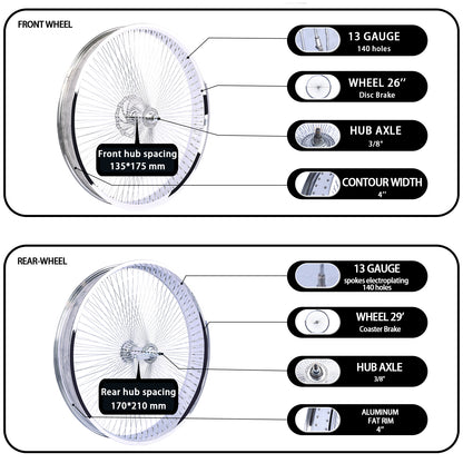 Chico WH-TH9529140C-CP Mirror Electroplating 29" Bike Fat Rims Wheel Set - Chico USA, Inc.