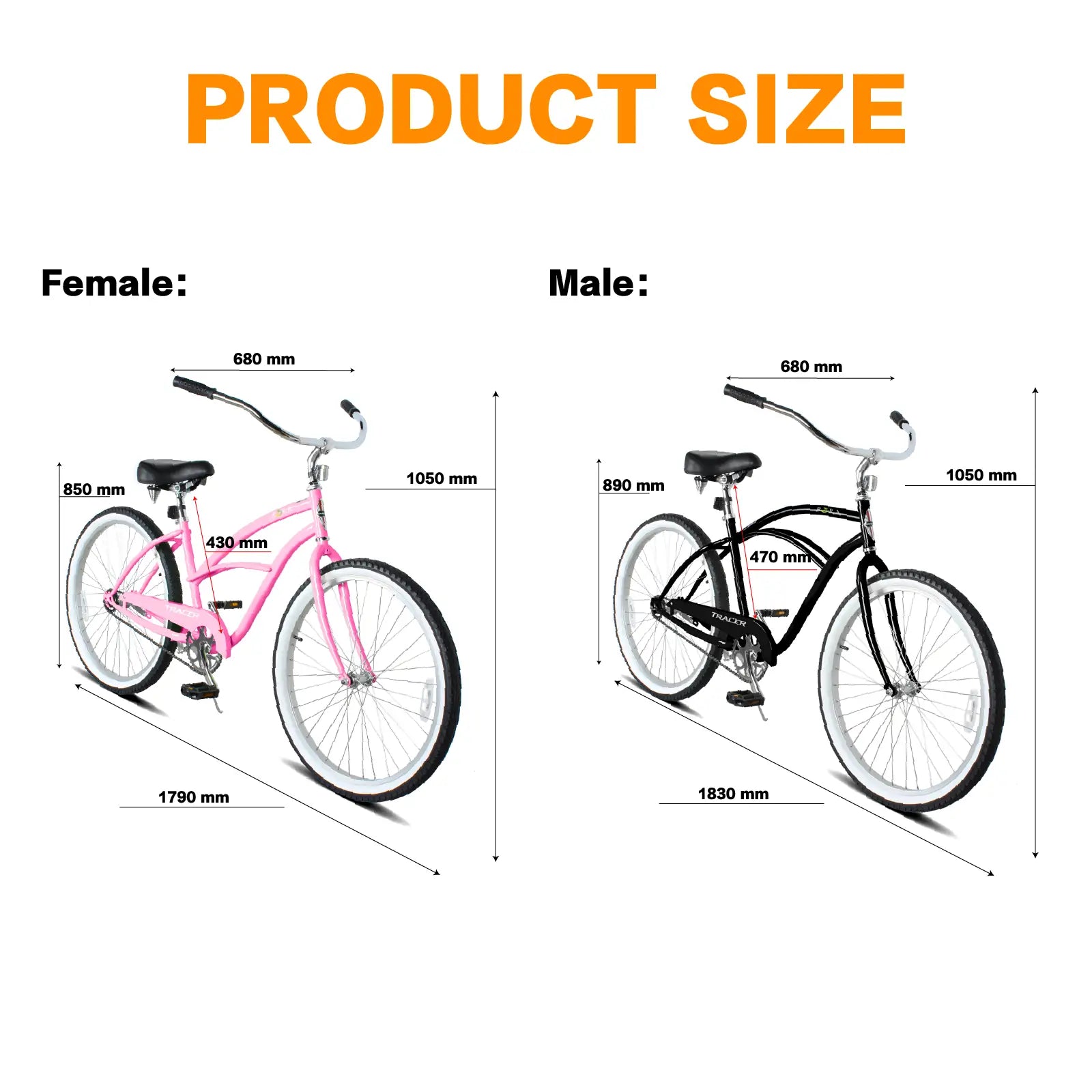 Tracer Bora 26" Male Beach Cruiser Bike single speed - Chico USA, Inc.