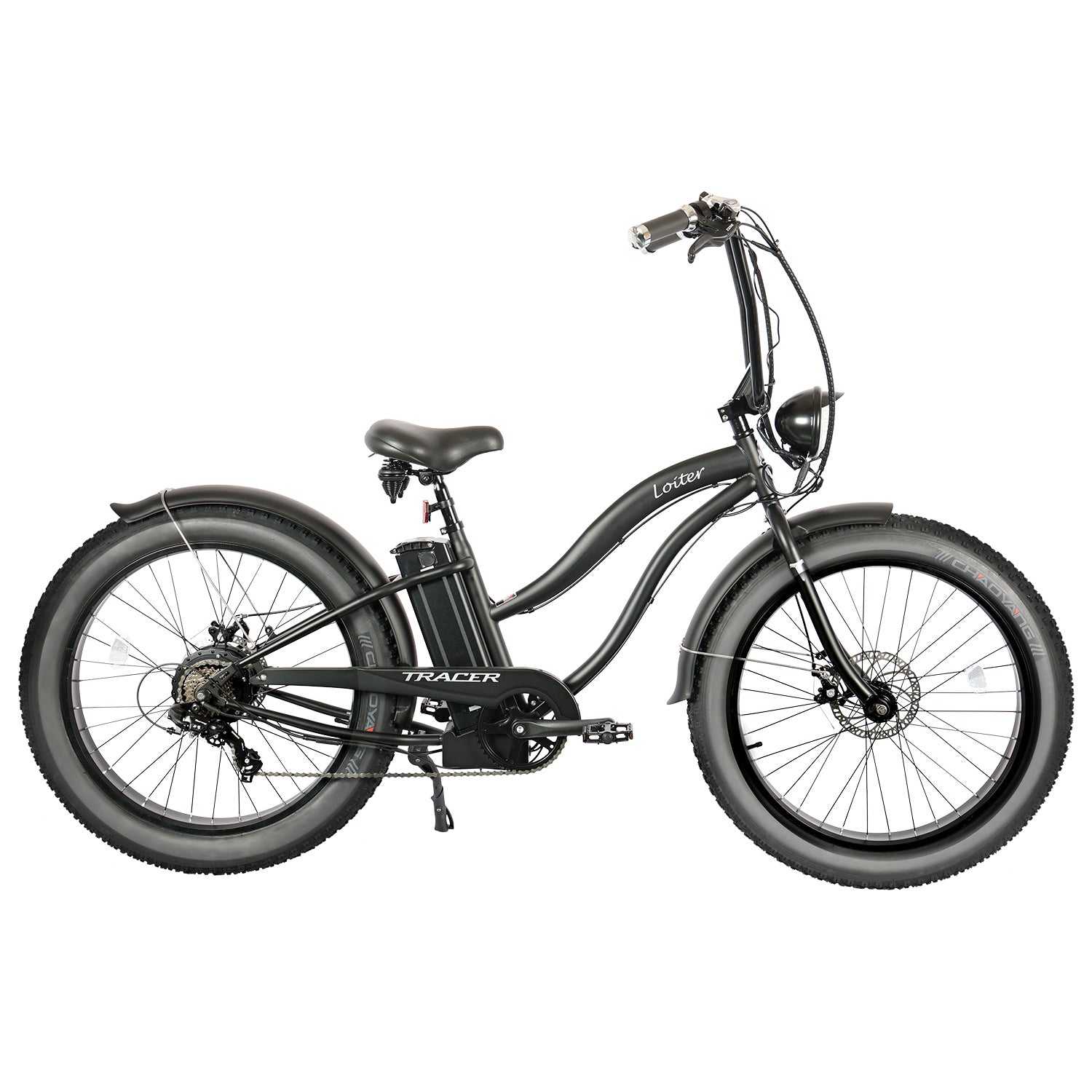 Tracer Loiter 26" Electric Cruiser Bike, 48V 800W, 7-Speed, Multiple Colors