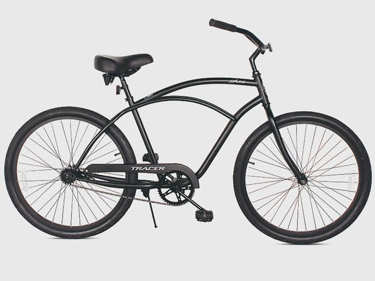 Tracer ACE 26" Beach Cruiser Bike for Men, Single Speed, Hi-ten Steel Frame, Black, 26" Tires