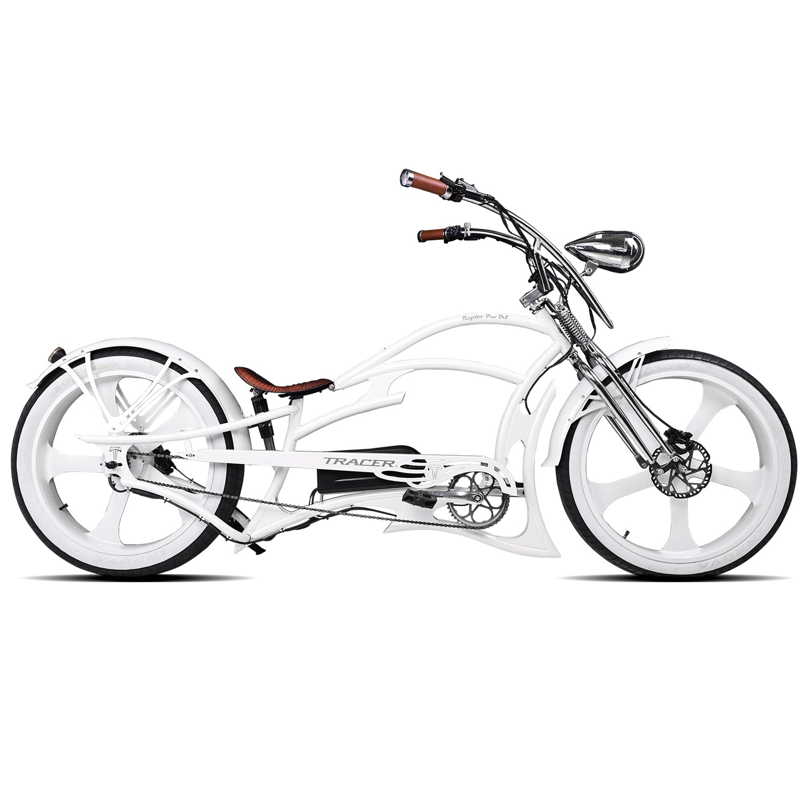 Tracer Raptor Pro DS 800W Chopper Style Stretch Cruiser Bike