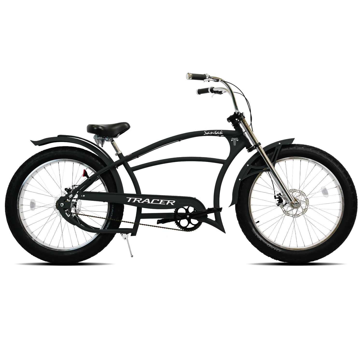 Tracer Santak GT 26" Chopper Stretch Cruiser Fat Tire Bike, Single Speed
