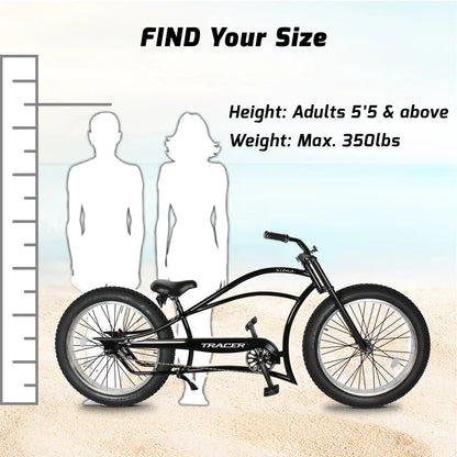 Tracer Siena 26" Chopper Stretch Cruiser Bike, 1-Speed/7-Speed, Various Colors - Chico USA, Inc.